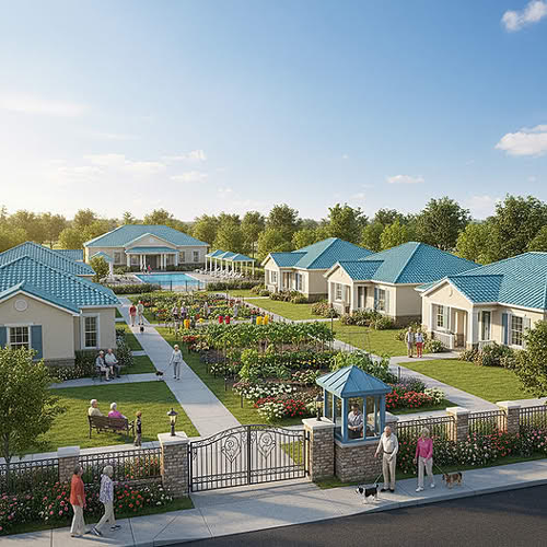 Conceptual view of a cottage court development