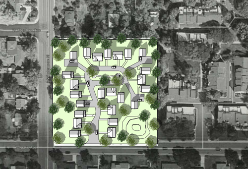 Conceptual view of a cottage court development